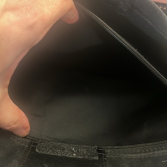 Coach messenger bag soft canvas material all black leather trim w lots of pocket - Picture 14 of 16